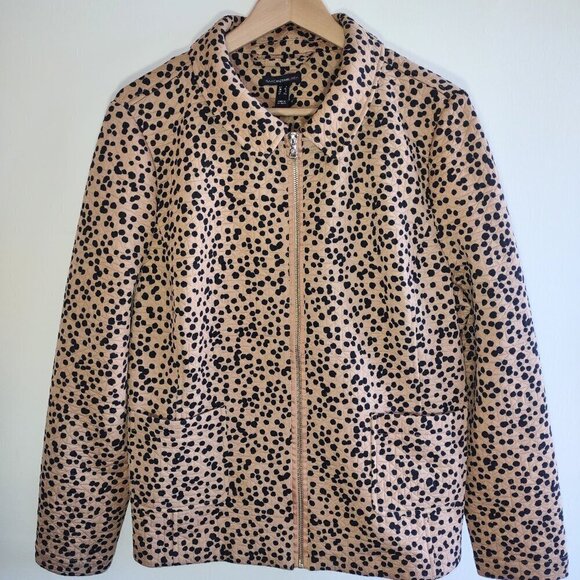 Cheetah Animal Print Jacket Isaac Mizrahi Full Zip Pockets Boho Chic Size Large - Picture 4 of 7